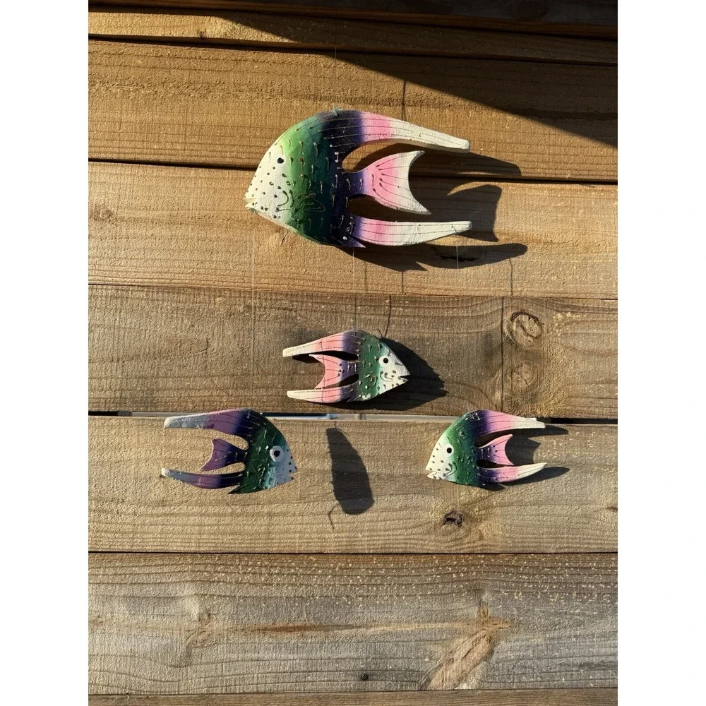 Wooden Hanging Decorative Hand Carved Hand Painted‎ Fish Vintage Jamaica